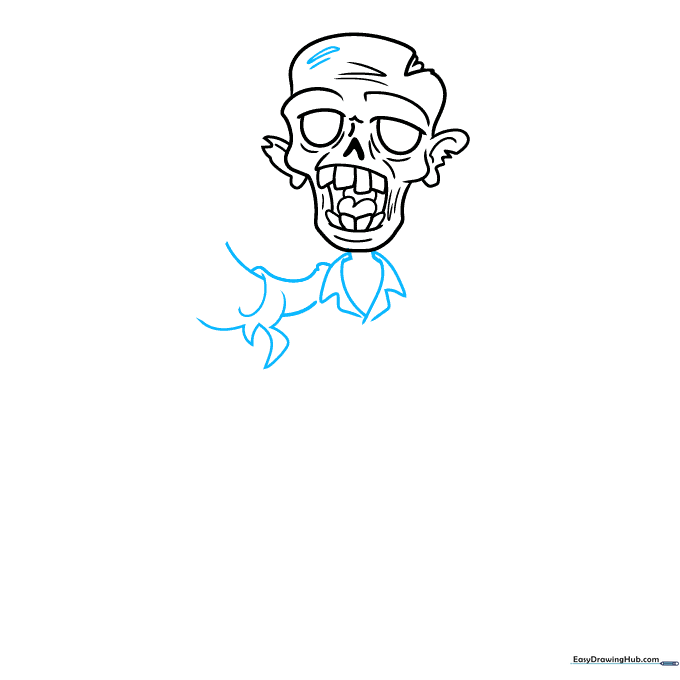 Adding the torso, collar, and torn sleeves to the zombie character.