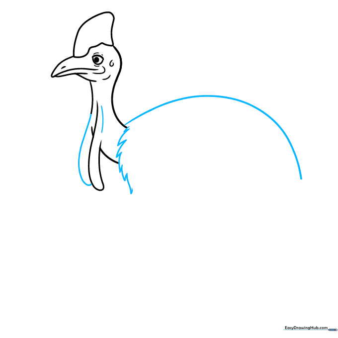 Adding the back contour and jagged feather textures to the cassowary body.