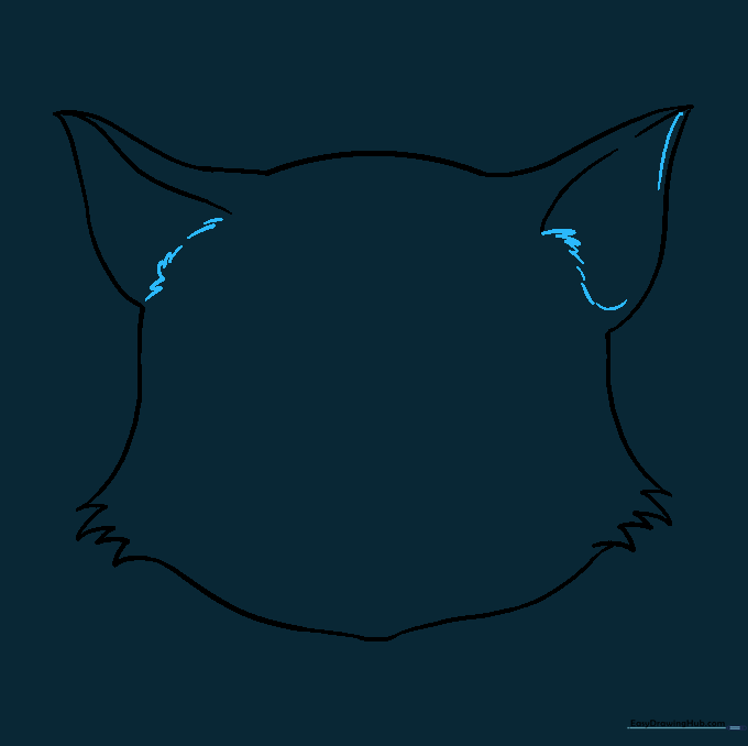 Adding inner ear lines and fur texture at the base of the ears.