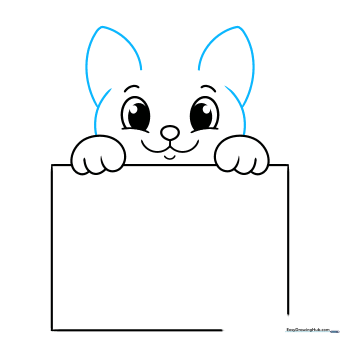 Line drawing showing the outline of the cat's head and two triangular ears.
