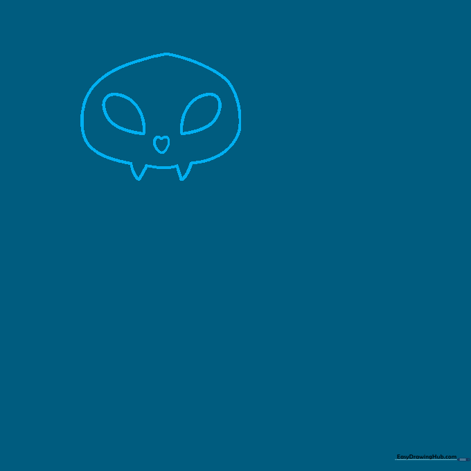 Line drawing of a cat skull showing eye sockets, nasal cavity, and fangs.