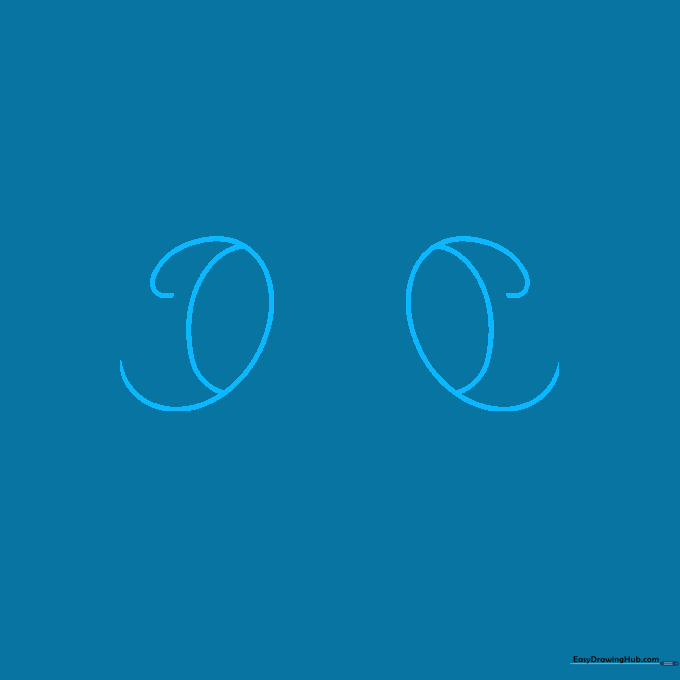 Pencil sketch of two symmetrical cat eye sockets with inner oval details.