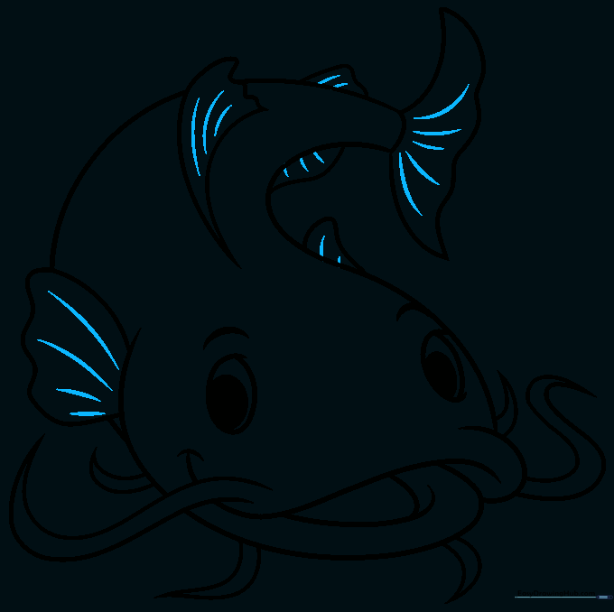 Adding fine ray lines to the fins and tail for realistic texture.