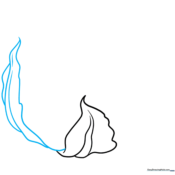Adding a second overlapping leaf to the cauliflower base sketch.