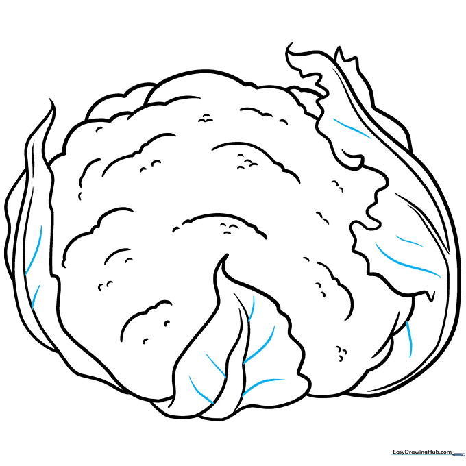 Finalizing the drawing by adding fine vein details to the leaves.