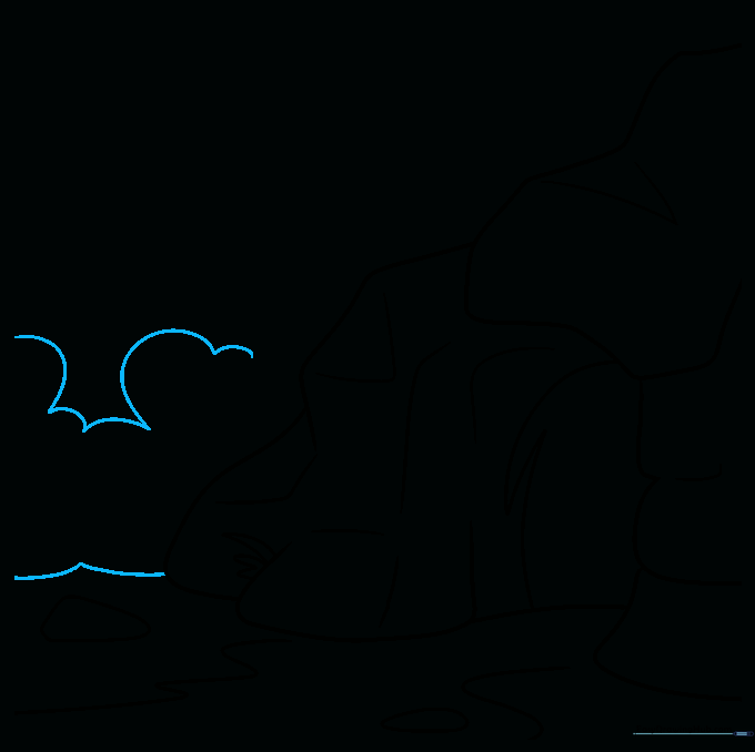 Adding a soft, rounded treeline in the background to create depth in the landscape.