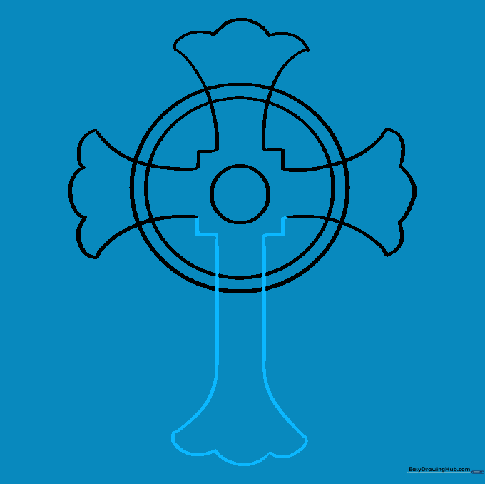 Adding the longer vertical base arm to the cross structure.