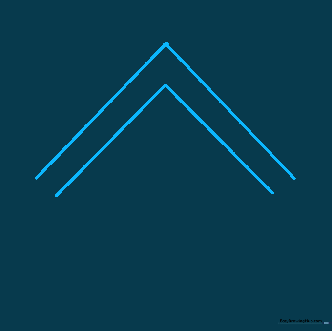 Two parallel upside-down V-shaped pencil lines forming the top of a Celtic knot design.