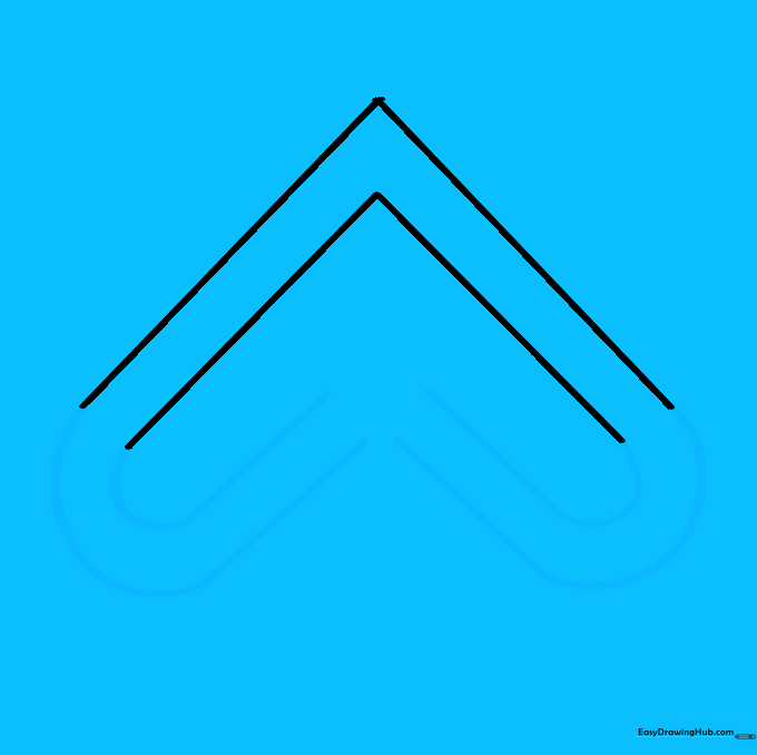 Adding curved lines to the ends of the V-shapes to create an upside-down heart silhouette.