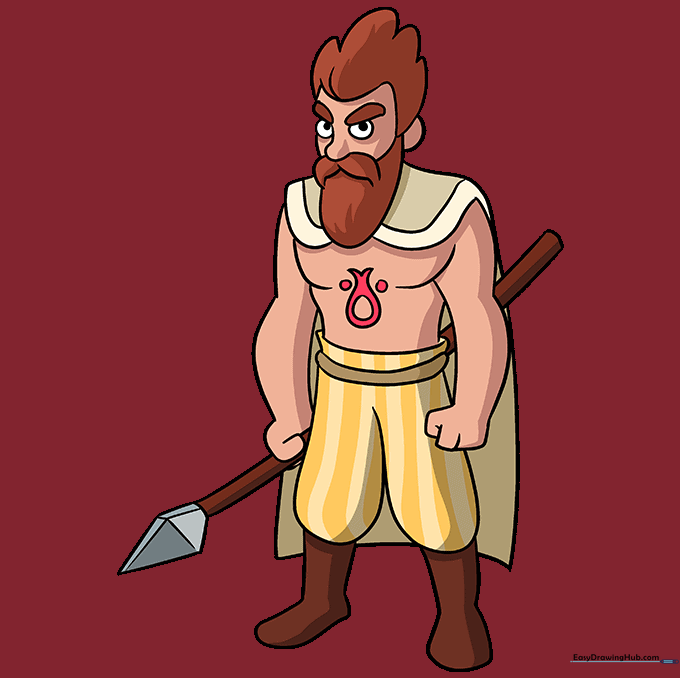 The final colored Celtic warrior drawing with vibrant details.