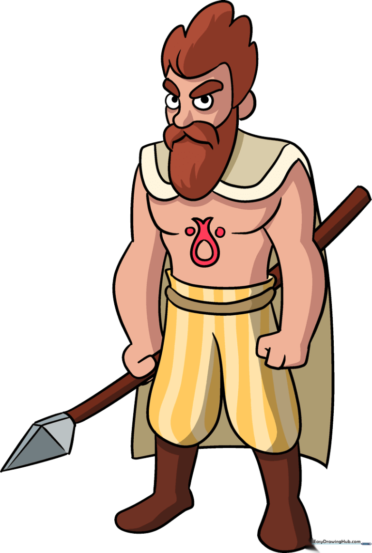 Full-color illustration of a brave Celtic warrior holding a spear.