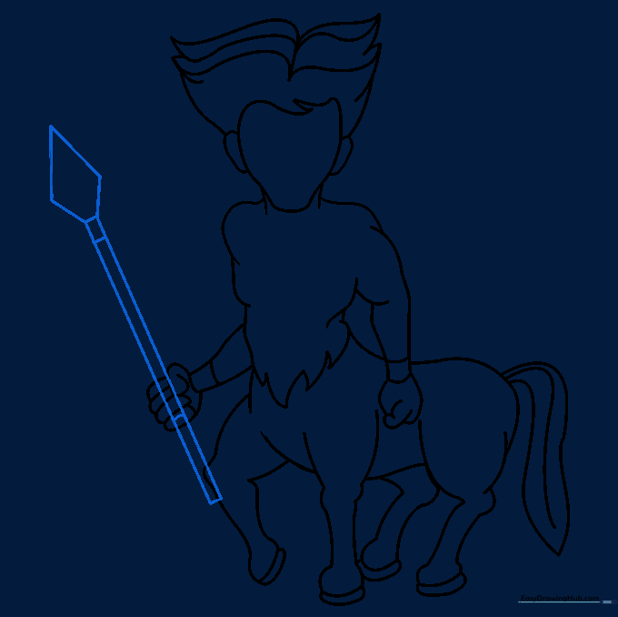 Adding a spear to the centaur's hand with a sharp pentagon-shaped tip.