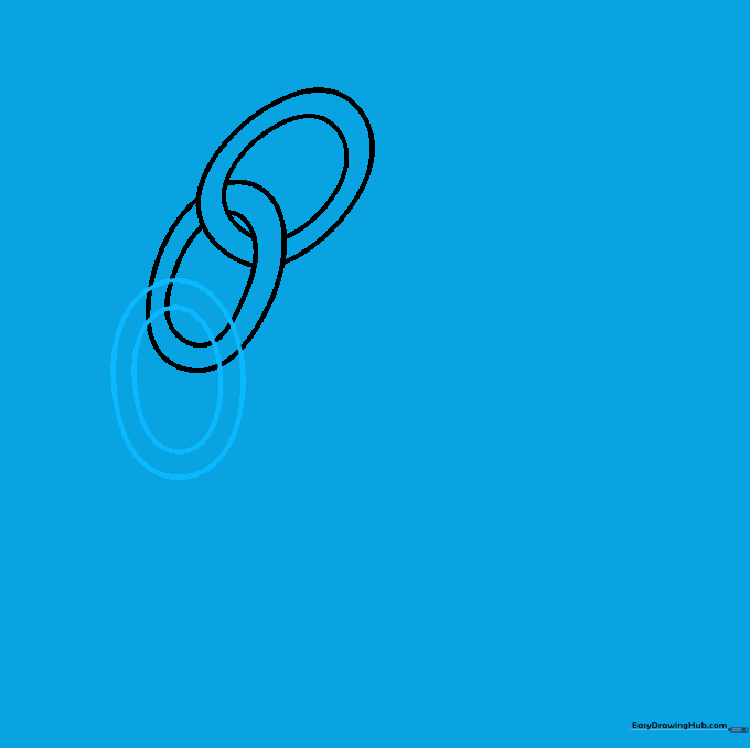 A third oval link added to the existing chain structure.