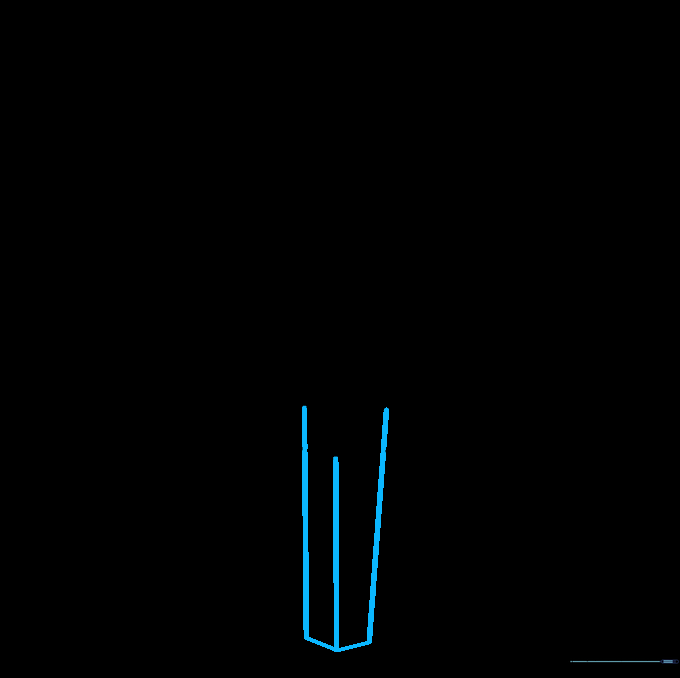 Drawing the first front leg of the chair using three parallel lines.