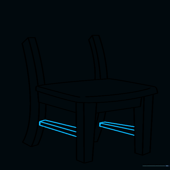 Drawing horizontal rungs between the chair legs.