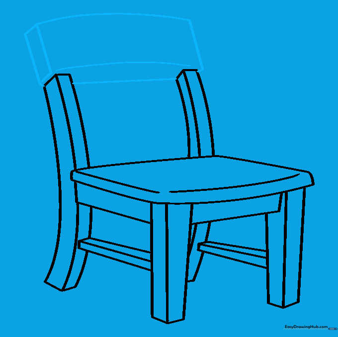 Drawing the backrest of the chair with 3D details.