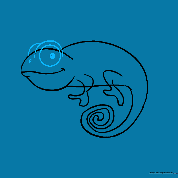 Detailed drawing of the chameleon's eye and brow ridge.