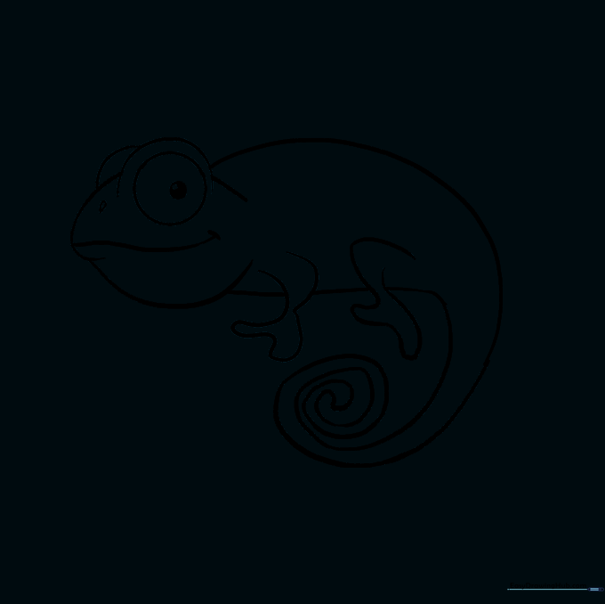 Cleaned up line art of the chameleon with guide lines removed.