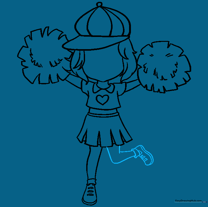 Adding the second bent leg and shoe to the cheerleader figure.