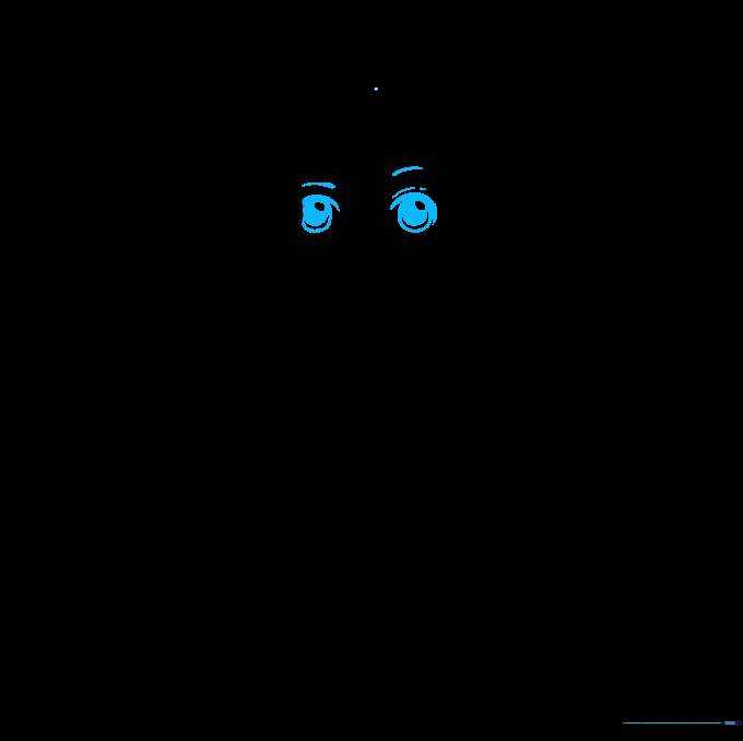 Adding facial features including eyes, pupils, and eyebrows.