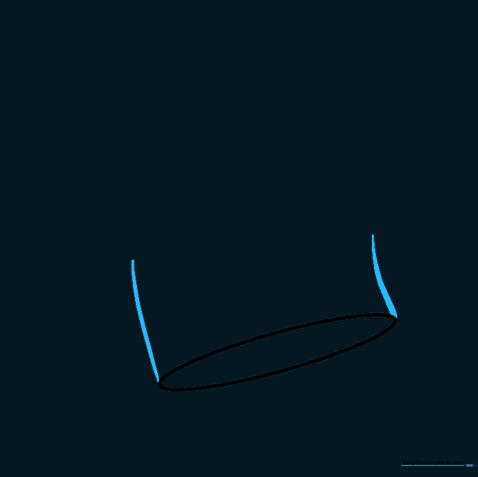 Two curved vertical lines extending upward from the base oval.