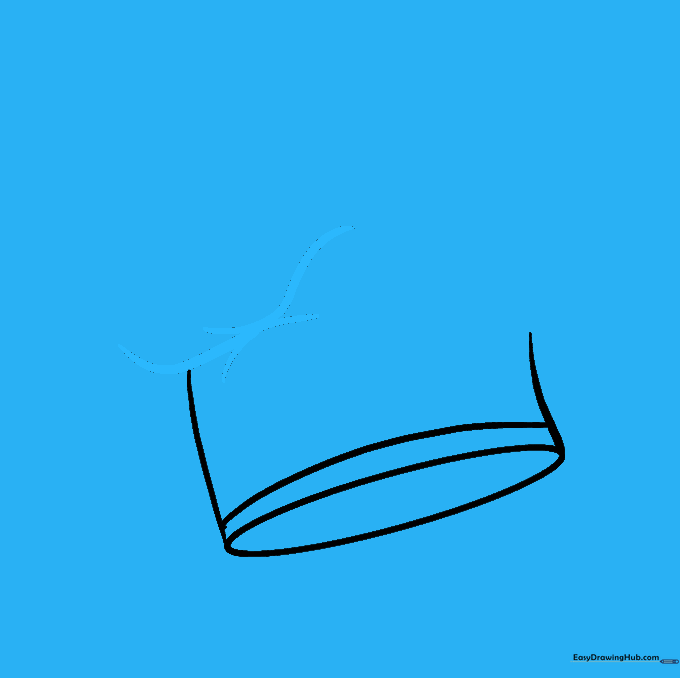 S-shaped curved lines drawn above the hat band to suggest fabric folds.