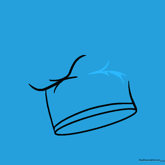 Additional curved lines branching upward to create the illusion of a puffy hat top.