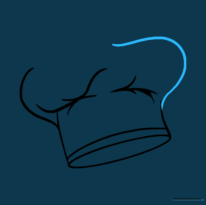 A curved line completing the top loop of the chef hat.