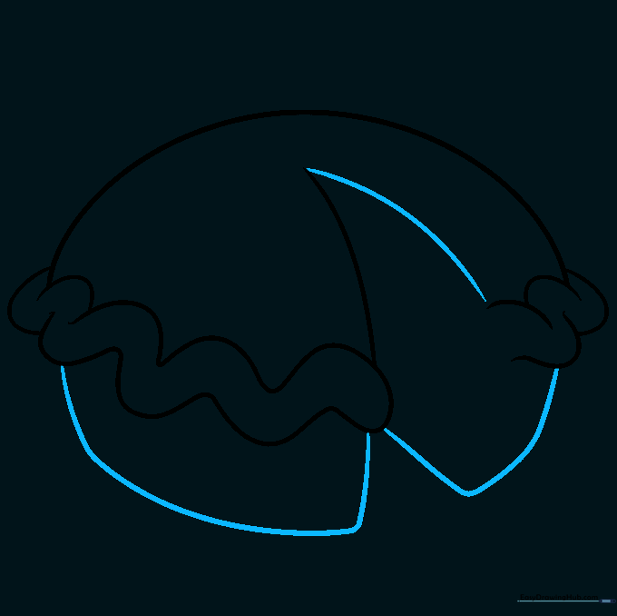 Drawing the bottom base of the pie with curved lines.