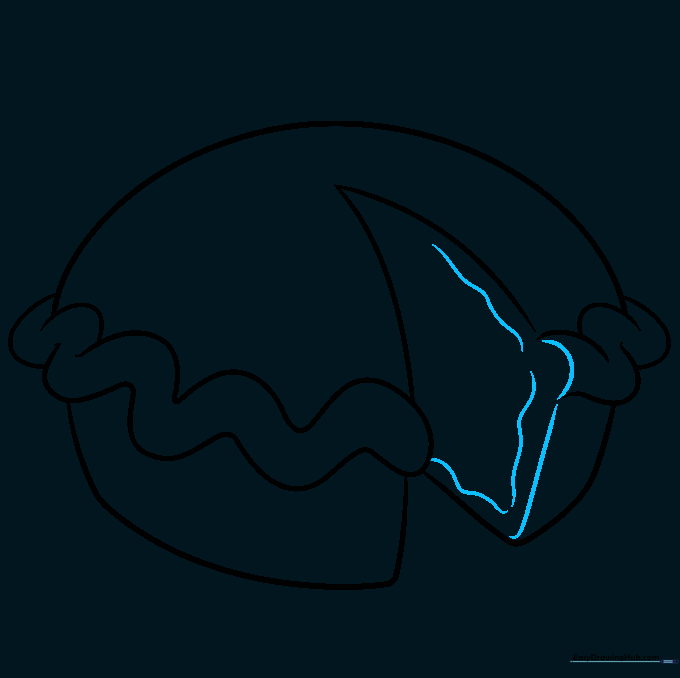 Adding the gooey pie filling texture with curved lines.