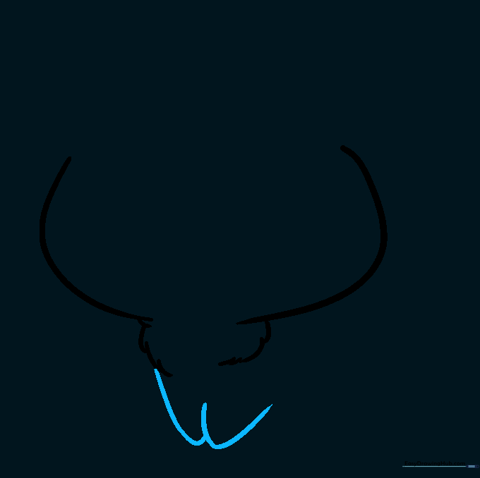 Two small U-shaped lines forming the front legs of the chibi cat.