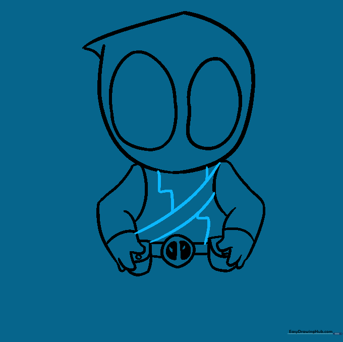 Adding a diagonal bandolier strap across the Chibi Deadpool's chest.