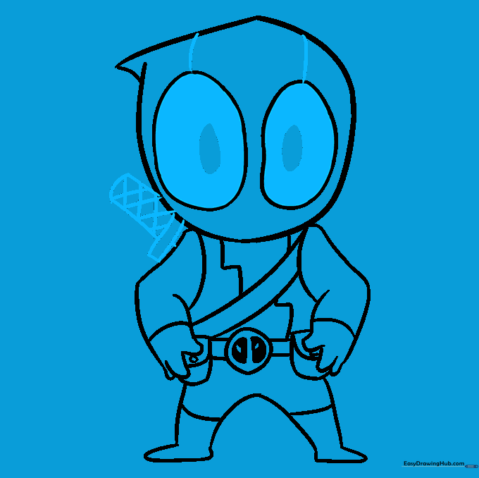 Adding a sword to the back of the Chibi Deadpool with detailed grip texture.