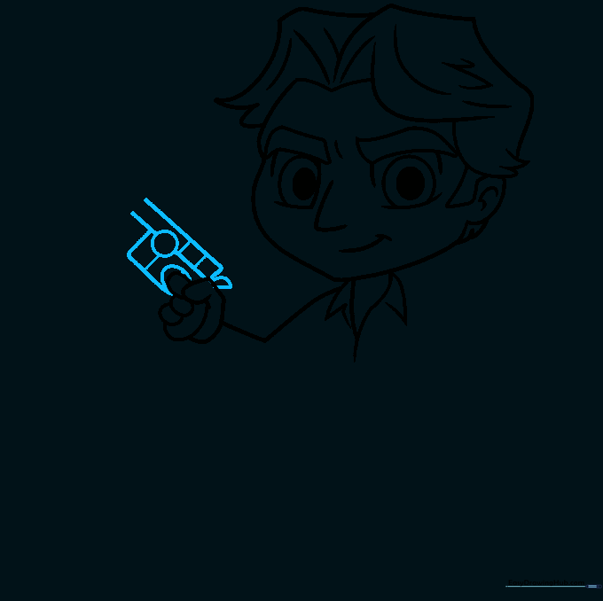 Detailed construction of the blaster using basic geometric shapes.