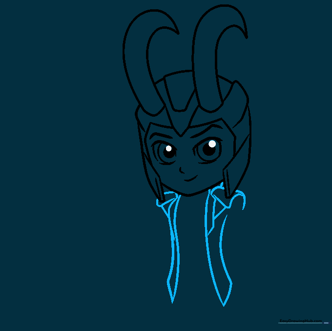 Adding the coat and shoulder details to the chibi character.