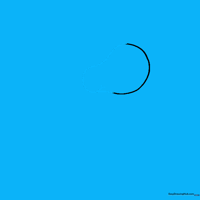 Drawing the unicorn muzzle with a smiling mouth curve
