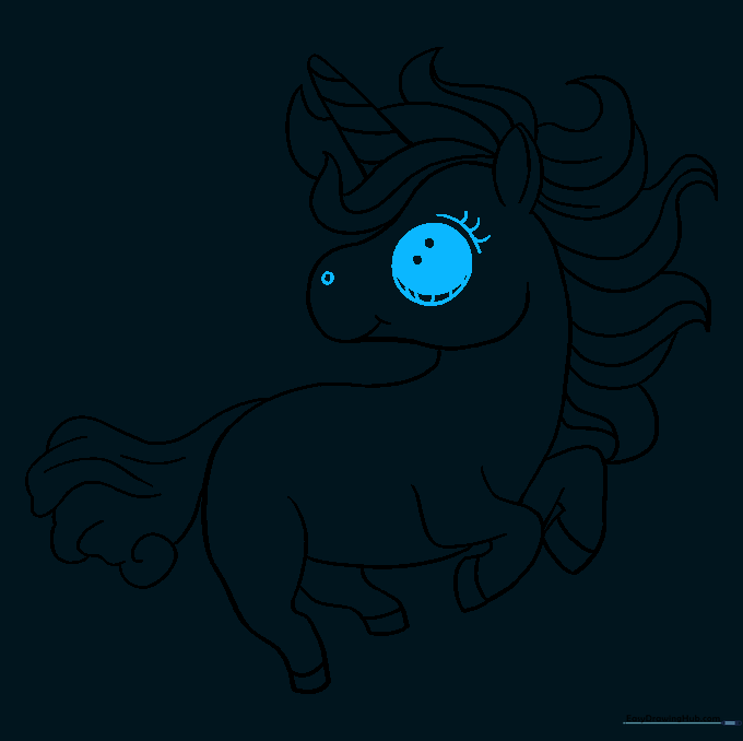 Adding a large expressive eye and nostril to the unicorn face
