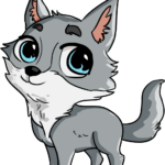 A colorful, finished chibi wolf illustration perfect for beginners.