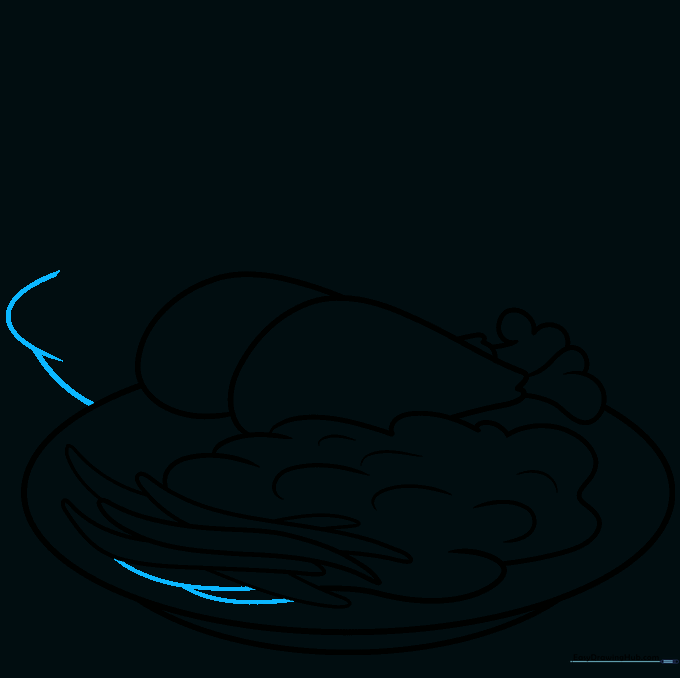 Outlining a small bowl sitting beside the main dinner plate.