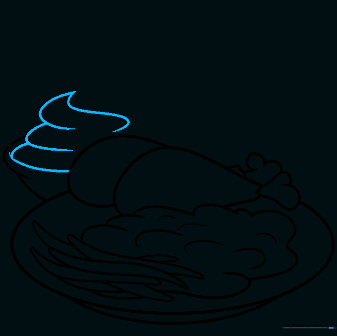 Adding swirling details inside the bowl to represent food.
