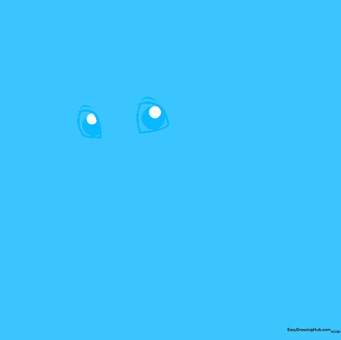 Close-up of two hand-drawn Chihuahua eyes with pupils and eyelids on a white background.