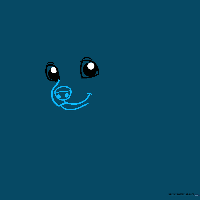 Drawing of a Chihuahua muzzle, nose, and smiling mouth.