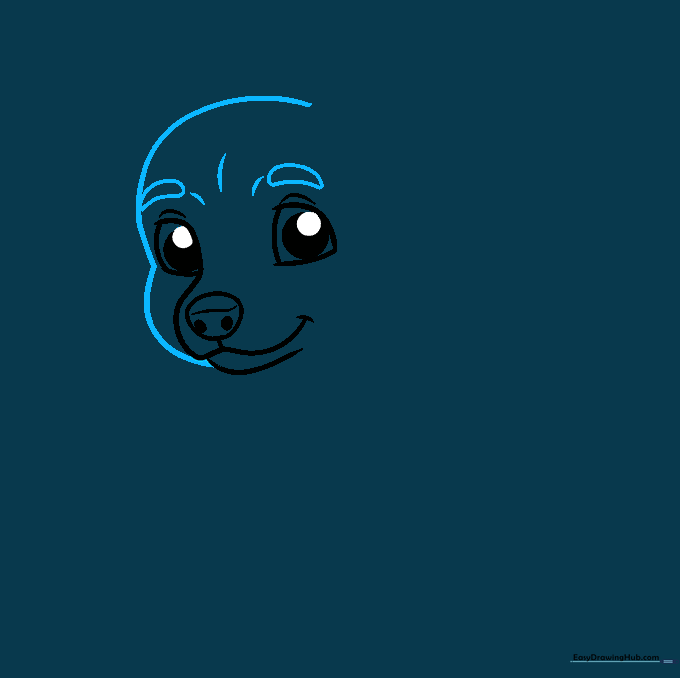 Outline of the Chihuahua head shape including eyebrows and cheek contours.