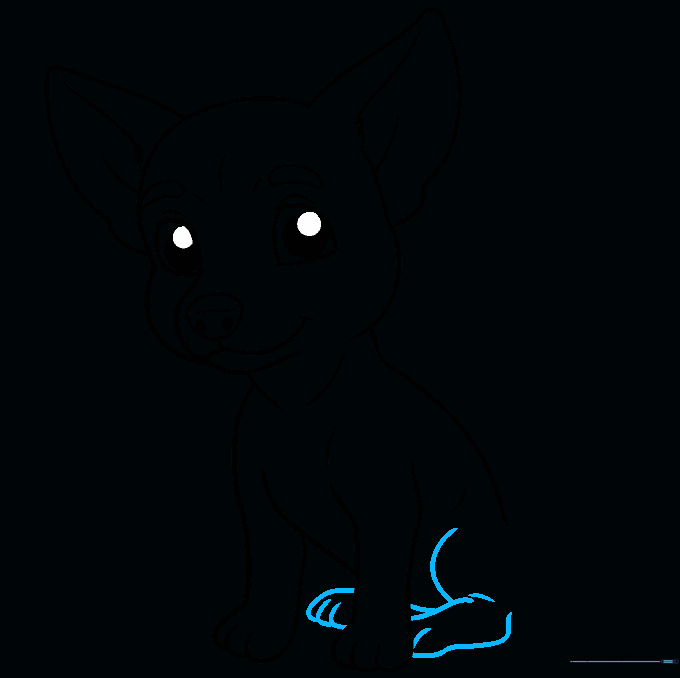 Adding the seated rear legs to the Chihuahua drawing.