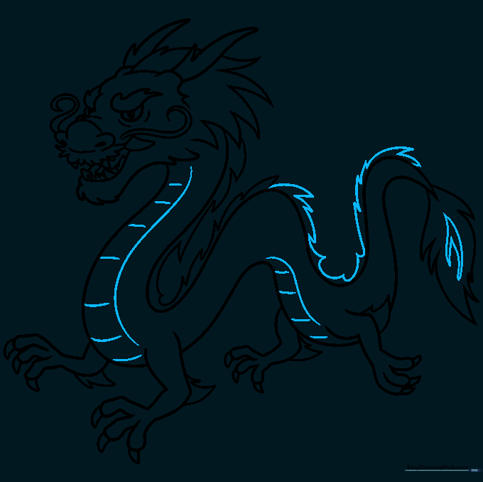 Adding final texture lines to the tail and belly segments.