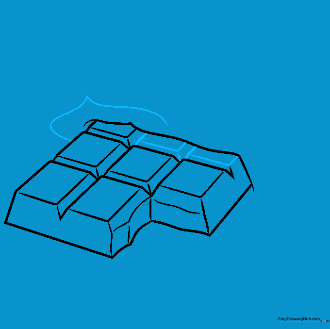 Refining the torn wrapper edges with sharp, angular lines.