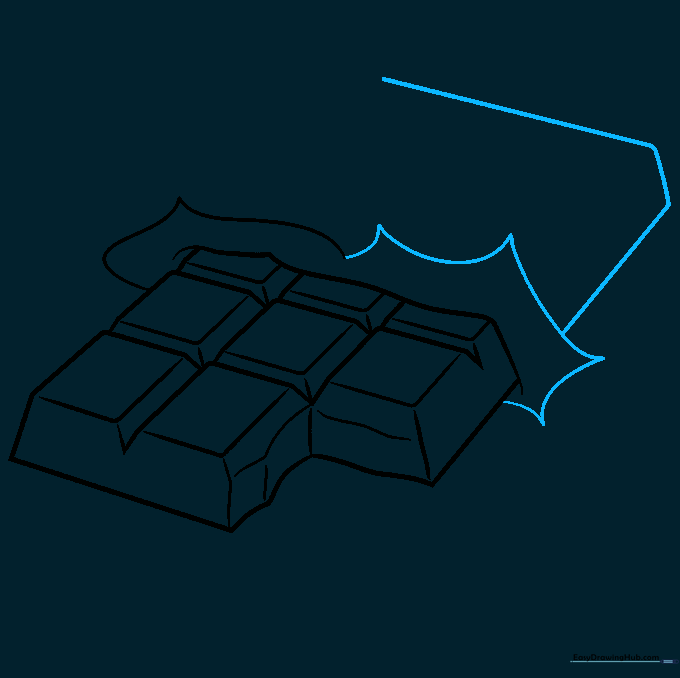 Drawing the rectangular base of the wrapped end of the chocolate bar.