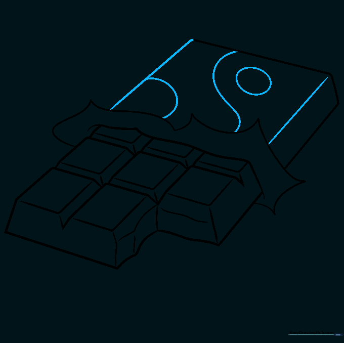 Adding decorative ovals and patterns to the chocolate bar wrapper.