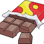 High-quality illustration of a finished, colored chocolate bar drawing.