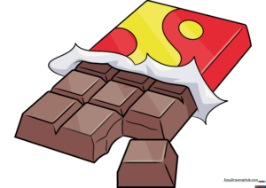 High-quality illustration of a finished, colored chocolate bar drawing.